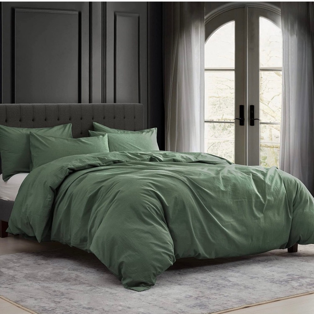 1200TC LUXURY 100% Washed Cotton Linen Duvet Covers 3 Piece Set KAKABELL